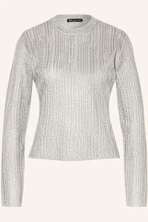 Armani Exchange Sweter Z Błyszczącą Przędzą silber