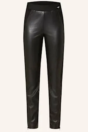 Cambio Legginsy Race Z Imitacji Skóry schwarz