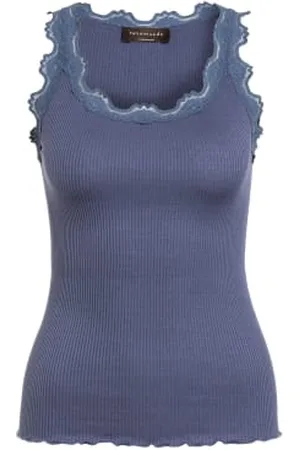 Rosemunde Top Z Jedwabiu Babette Z Koronką blau