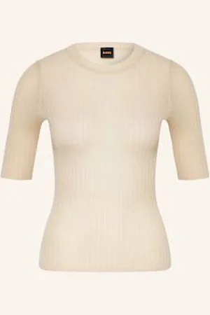 HUGO BOSS Dzianinowa Koszulka Fennina beige