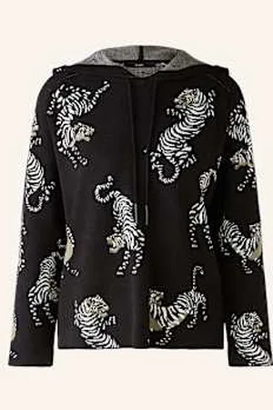 Oui Bluza Z Kapturem Z Dzianiny schwarz