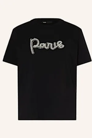 Maje T-Shirt Z Ozdobnymi Perełkami schwarz