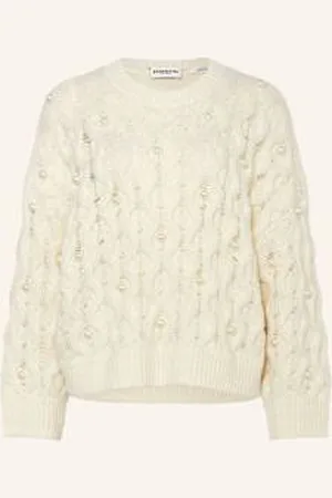 Essentiel Antwerp Sweter Halpes Z Ozdobnymi Perełkami weiss