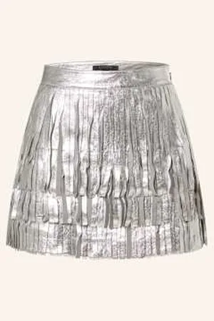 AllSaints Spódnica Skórzana Aisha silber