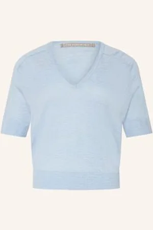 The Mercer Dzianinowa Koszulka Z Wełny Merino blau