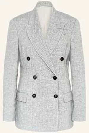 Brunello Cucinelli Blezer Z Lnu Z Błyszczącą Przędzą grau