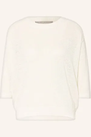 The Mercer Sweter Z Lnu Z Rękawami 3/4 weiss