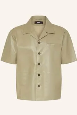arma leder Koszula Z Klapami Cave Comfort Fit Ze Skóry gruen
