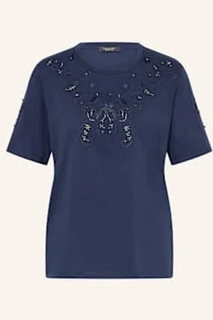 Elena Miro T-Shirt Z Obszyciem Ozdobnymi Kamykami blau