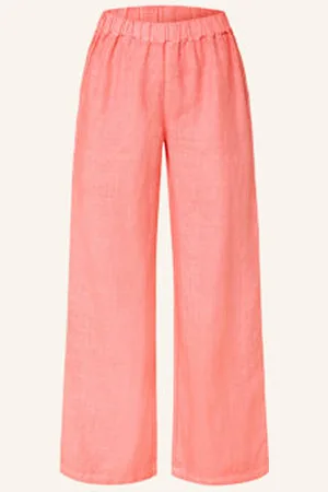 120% Lino Spodnie Marlena Z Lnu pink
