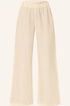 120% Lino Spodnie Marlena Z Lnu beige
