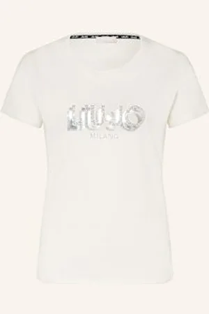 Liu Jo T-Shirt Z Obszyciem Ozdobnymi Kamykami beige