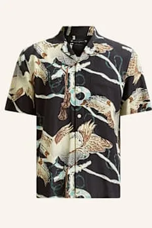 AllSaints Koszula Z Klapami Buzzard Relaxed Fit schwarz