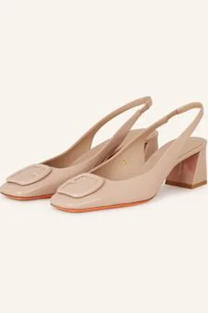 santoni Czółenka Z Odkrytą Piętą Lemon rosa
