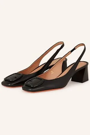 santoni Czółenka Z Odkrytą Piętą Lemon schwarz