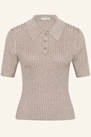 Mrs & HUGS Koszulka Polo Z Dzianiny Z Błyszczącą Przędzą beige