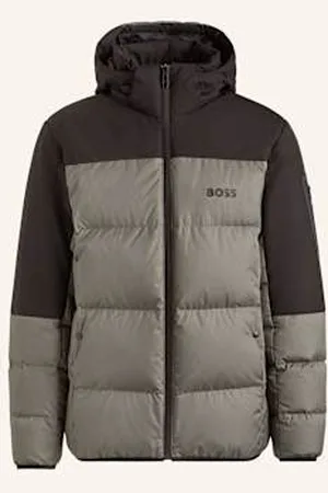 HUGO BOSS Lekka Kurtka Puchowa Hamar Z Odpinanym Kapturem grau