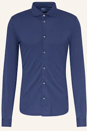 FEDELI Koszula Z Piki Custom Fit blau