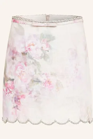 ZIMMERMANN Spódnica Z Lnu Crush Z Ozdobnymi Kamykami pink