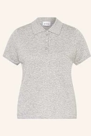 FTC CASHMERE Koszulka Polo Z Dzianiny Z Błyszczącą Przędzą silber