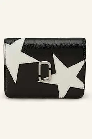 Marc Jacobs Portfel Ze Skóry Saffiano The Mini Compact Wallet schwarz
