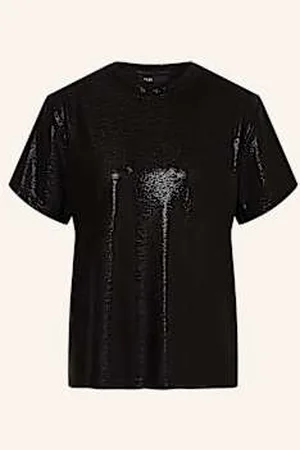 Maje T-Shirt Z Błyszczącą Przędzą schwarz