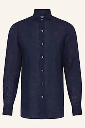 Finamore Koszula Z Lnu Tokyo Sergio Slim Fit blau