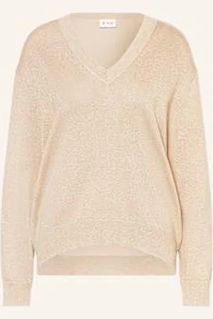 FTC CASHMERE Sweter Z Błyszczącą Przędzą gold