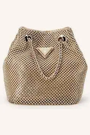 Guess Torba Worek Zalina Z Ozdobnymi Kamykami gold