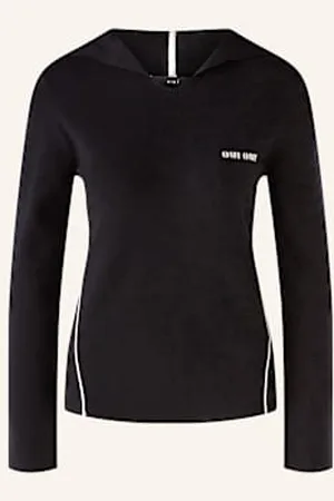 Oui Bluza Z Kapturem Z Dzianiny schwarz
