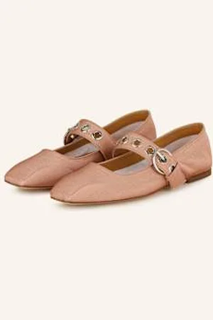 Aeyde Baleriny Mary Jane Uma Eyelet Grosgrain rosa