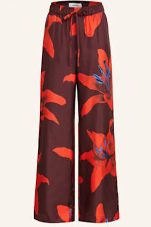 Alexander McQueen Spodnie Marlena Z Jedwabiu rot