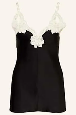 Jil Sander Top Satynowy 107 Z Koronką schwarz