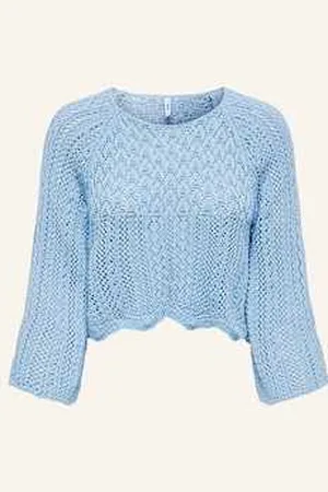 ONLY Krótki Sweter Z Rękawem 3/4 blau