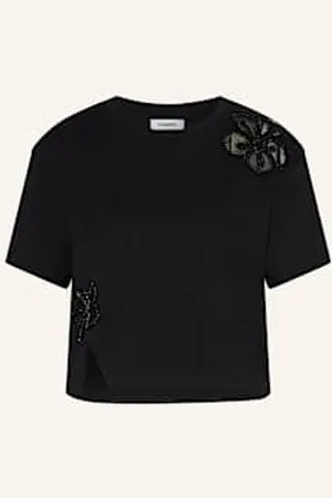 Sandro T-Shirt Z Obszyciem Ozdobnymi Kamykami schwarz