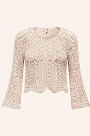 ONLY Krótki Sweter Z Rękawem 3/4 grau