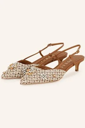 Guess Czółenka Z Odkrytą Piętą Jesseny Z Ozdobnymi Kamykami beige