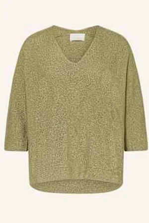 Hemisphere Sweter Z Błyszczącą Przędzą I Rękawami 3/4 gruen