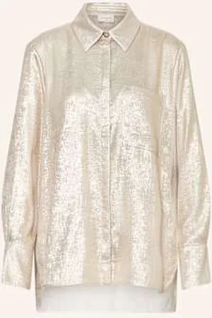 Dante 6 Koszula Cathin Z Żakardu Z Błyszczącą Przędzą beige