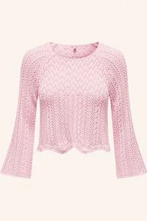 ONLY Krótki Sweter Z Rękawem 3/4 pink