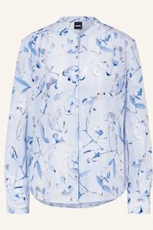 HUGO BOSS Bluzka Banora Z Jedwabiu blau