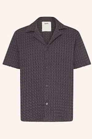 Oas Koszula Z Klapami Nearly Black Comfort Fit grau