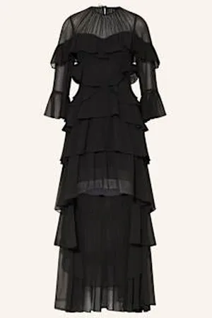 AllSaints Sukienka Nat Z Wolantami I Rękawami 3/4 schwarz