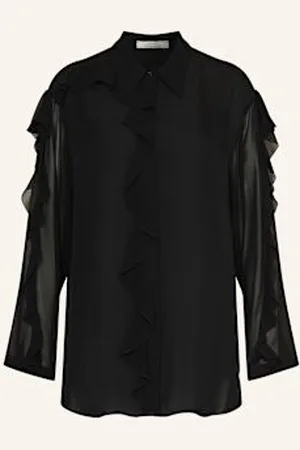 Dorothee Schumacher Koszula Sheer Twist Z Jedwabiu, Z Wolantami schwarz