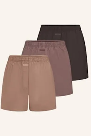 SKIMS Bokserki Cotton Poplin, 3 Szt. braun