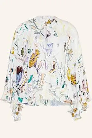 Dorothee Schumacher Bluzka Floral Twist Z Jedwabiu, Z Falbankami weiss