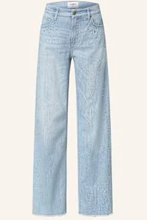 Cambio Jeansy Straight Aimee Z Ozdobnymi Kamykami blau