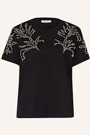 Sandro T-Shirt Z Obszyciem Ozdobnymi Kamykami schwarz