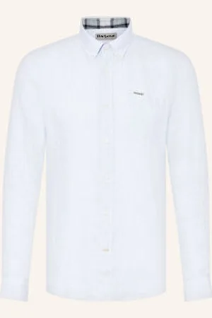 Barbour Koszula Z Lnu Linton Tailored Fit blau