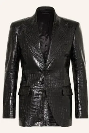 Tom Ford Marynarka Skórzana Extra Slim Fit schwarz